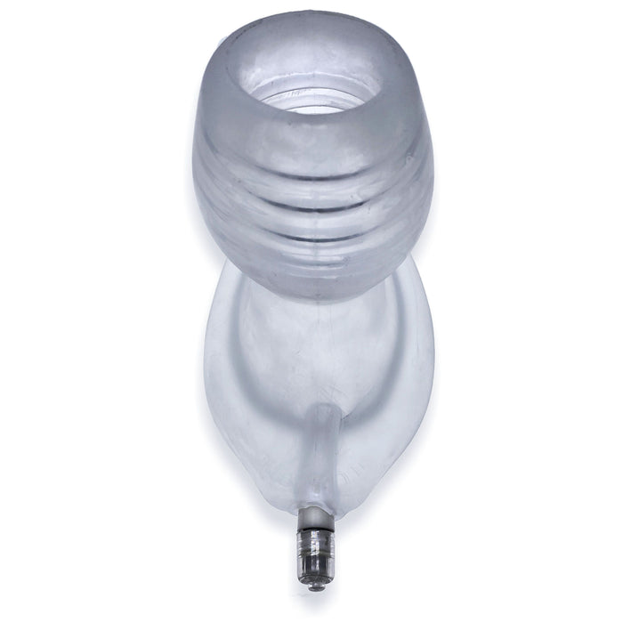 plug anal con hueco para abrir el ano de color transparente visto de arriba con su led 
