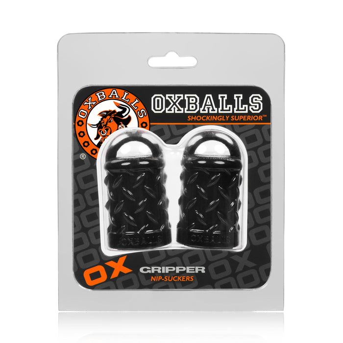 Pinzas para pezones negras en su packaging original oxballs